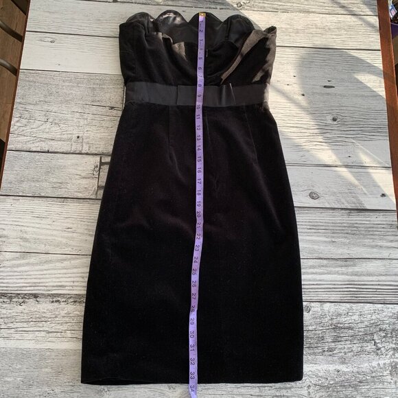 Milly Black Velvet Empire Waist Strapless Scalloped Babydoll Formal Dress - Picture 10 of 13